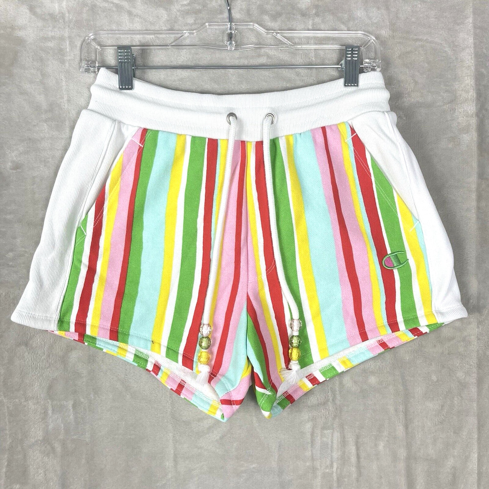 Champion X Susan Alexandra Shorts Women's Small Watermelon Stripe Reverse Weave